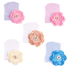Load image into Gallery viewer, Baby for Boy Girl Knitted Cap Infant Flower Bowknot Hospital Cap Photography Props Winter Warm Newborn Turban Hat Accessories
