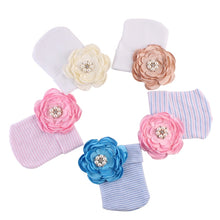 Load image into Gallery viewer, Baby for Boy Girl Knitted Cap Infant Flower Bowknot Hospital Cap Photography Props Winter Warm Newborn Turban Hat Accessories
