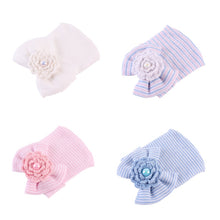 Load image into Gallery viewer, Baby for Boy Girl Knitted Cap Infant Flower Bowknot Hospital Cap Photography Props Winter Warm Newborn Turban Hat Accessories
