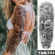 Load image into Gallery viewer, Large Arm Sleeve Tattoo Lion Crown King Rose Waterproof Temporary Tatoo Sticker Wild Wolf Tiger Men Full Skull Totem Tatto
