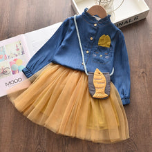 Load image into Gallery viewer, Bear Leader Girls Dress 2021 Winter Geometric Pattern Dress Long Sleeve Girls Clothes Top Coat+ Tutu Dress Sweater Knitwear 2pcs
