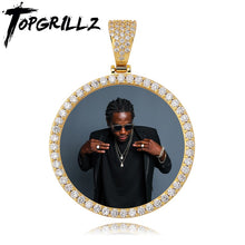 Load image into Gallery viewer, TOPGRILLZ Custom Made  Photo Round Medallions Cubic Zircon Pendant&amp;Necklace With 4mm Tennis chain Hip Hop Jewelry For Men Women
