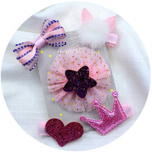 Load image into Gallery viewer, 5PCS/set Baby Girls Bow Hairpins Hair Clip for girls Barrettes Flower Headdress Children Princess Headwear

