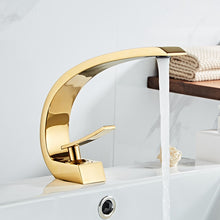 Load image into Gallery viewer, Tuqiu Basin Faucet Modern Bathroom Mixer Tap Black/Gold Wash basin Faucet Single Handle Hot and Cold Waterfall Faucet
