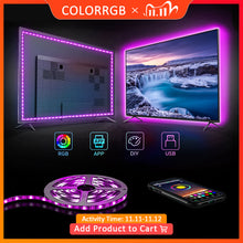 Load image into Gallery viewer, ColorRGB, TV Backlight , USB Powered LED strip light ,RGB5050 For 24 Inch-60 Inch TV,Mirror,PC, APP Control Bias
