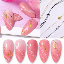 Load image into Gallery viewer, 1 Sheet Holo Black Gold 5D Nail Sticker Decal Tassel Strip Line Slider Foils Adhesive Nail Art Decoration
