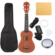 Load image into Gallery viewer, Ukulele Combo 21 Ukulele Black Soprano 4 Strings Uke Hawaii Bass Stringed Musical Instrument Set Kits+Tuner+String+Strap+Bag
