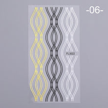 Load image into Gallery viewer, 1 Sheet Holo Black Gold 5D Nail Sticker Decal Tassel Strip Line Slider Foils Adhesive Nail Art Decoration
