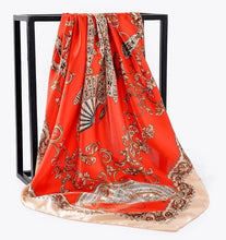 Load image into Gallery viewer, Silk Scarf Women Print hair neck Square Scarves Office Ladies Shawl Bandanna 90*90cm Muslim Hijab Handkerchief muffler foulard
