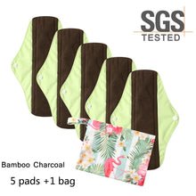 Load image into Gallery viewer, DropShipping Reusable Bamboo Charcoal Hygiene Menstrual Pads 5PCS with  Waterproof Bag Washable Women Sanitary Pads for Women
