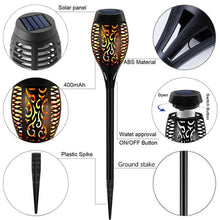 Load image into Gallery viewer, LED Solar Flame Torch Lamp Outdoor Lights Solar Garden Light Flickering Lamp Courtyard Balcony Lawn Path Spotlight Dropshipping
