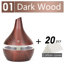 Load image into Gallery viewer, 300ML USB humidifier Electric oil Aromatherapy wood grain Ultrasonic air diffuser with 7 colors lights  for home office Car
