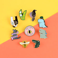 Load image into Gallery viewer, Animal enamel pins Cat yin yang anime pins and brooches for party Lapel pin badge Cartoon dinosaur bee jewelry gifts for women
