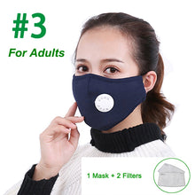 Load image into Gallery viewer, Tcare Fashion Cotton Face Mask Respirator Washable Reusable Mouth Masks + 2Pcs Activated Carbon Filter PM2.5 for Men Women
