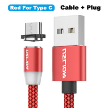 Load image into Gallery viewer, USLION 2M Fast Charging Magnetic Cable Micro USB Type C Charger For iPhone XS X 8 7 Samsung S10 9 Magnet Android Phone Cable 3M
