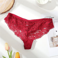 Load image into Gallery viewer, FINETOO Lace G-String Sexy Women Thong Lace floral Panties Low-rise T-back Panty Fashion Organza Bikini Underwear Lady Lingerie
