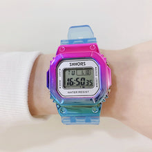 Load image into Gallery viewer, Rose Gold Women Digital Watch Multifunction Waterproof Women Watches Gradient Unisex Male Watch Rectangle Children Sport Watches
