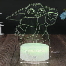 Load image into Gallery viewer, 3d Night Lamp Anime Star Wars Baby Yoda Led Night Light for Kid Child Bedroom Decor Nightlight Cartoon Meme Figure Table Lamp

