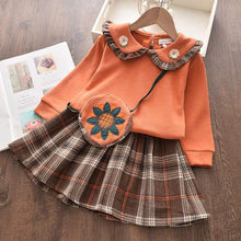 Load image into Gallery viewer, Bear Leader Girls Dress 2021 Winter Geometric Pattern Dress Long Sleeve Girls Clothes Top Coat+ Tutu Dress Sweater Knitwear 2pcs
