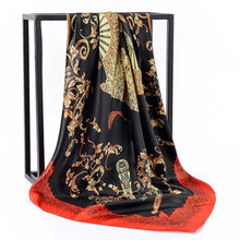 Load image into Gallery viewer, Silk Scarf Women Print hair neck Square Scarves Office Ladies Shawl Bandanna 90*90cm Muslim Hijab Handkerchief muffler foulard
