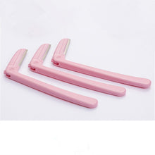 Load image into Gallery viewer, 3Pcs/Set Pink Facial Eyebrow Trimmer Armpit Hair Razor Beauty Face Eye brow Shaper Shaver Stainless Steel Blades Makeup Tools

