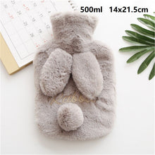 Load image into Gallery viewer, Winter Cartoon Rabbit Hot Water Bottle PVC Stress Pain Relief Therapy Hot Water Bag With Knitted Soft Cozy Cover Hand Warmer 1pc
