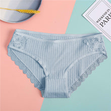 Load image into Gallery viewer, FINETOO Cotton Women's Panties Sexy Lace Underwear Solid Color Briefs For Women M-XL Sexy Underpants Comfortable Female Lingerie
