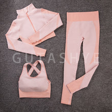 Load image into Gallery viewer, GUTASHYE Sport Suit Woman Seamless Running Tracksuit Sportswear Gym Crop Top Yoga Pant Fitness Clothes Workout Leggings Yoga Set
