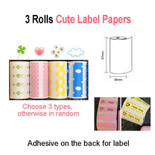 Load image into Gallery viewer, 3 Rolls Thermal Paper Label Paper Sticker Paper Photo Paper Color Paper For PeriPage PAPERANG Photo Printer

