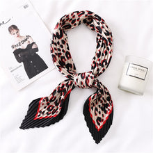 Load image into Gallery viewer, 2020 Designer Women Crinkle Scarf Square Silk Neck Scarves Female Leopard Print Hair Band Lady Pleated Scarfs
