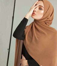Load image into Gallery viewer, women plain bubble chiffon scarf hijab wrap printe solid color shawls headband muslim hijabs scarves/scarf 60 colors
