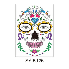Load image into Gallery viewer, Facial makeup Sticker Special Waterproof Face tattoo Day of The Dead Skull Face dress up Halloween Temporary Tattoo Stickers
