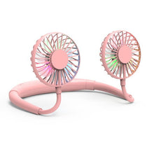 Load image into Gallery viewer, USB portable fan cold fan hands free neck fan hanging rechargeable mini sports fan 3-speed adjustable neck dual fan Home Office

