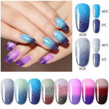 Load image into Gallery viewer, WHID CHIC Thermal Glitter Soak Off UV Gel Polish Sparkling Temperature Color-changing Varnish Gel Nail Art varnish Decor
