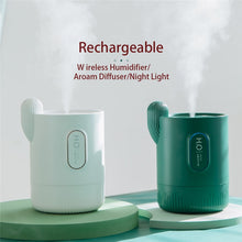 Load image into Gallery viewer, 330ML Mini Cactus Air Humidifier 2000mAh Rechargeable Battery USB Portable Ultrasonic Cool Mist Aroma Essential Oil Diffuser
