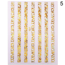 Load image into Gallery viewer, 1 Sheet Holo Black Gold 5D Nail Sticker Decal Tassel Strip Line Slider Foils Adhesive Nail Art Decoration
