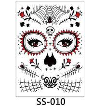 Load image into Gallery viewer, Facial makeup Sticker Special Waterproof Face tattoo Day of The Dead Skull Face dress up Halloween Temporary Tattoo Stickers
