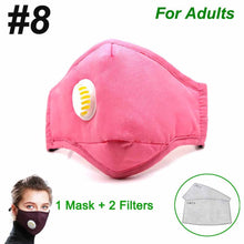 Load image into Gallery viewer, Tcare Fashion Cotton Face Mask Respirator Washable Reusable Mouth Masks + 2Pcs Activated Carbon Filter PM2.5 for Men Women
