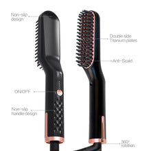 Load image into Gallery viewer, PTC Heating Hair Straightener Brush Comb Personal Care Smooth Men's Styling Shape Anti Static Fluffy Straight Beard Comb
