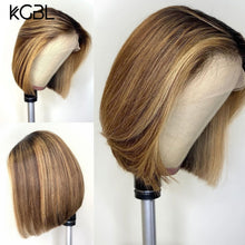 Load image into Gallery viewer, KGBL Short Bob Ombre 4/27 Color 13*4 Lace Front Middle Ratio 8”-16" Human Hair Wigs  Brazilian Non-Remy Hair   Pre-Plucked Wigs
