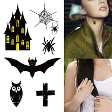 Load image into Gallery viewer, Temporary Tattoo Sticker Horror cat bat Terror Wound Realistic Blood Injury Scar Tattoo Sticker For Halloween Makeup Body Art

