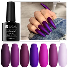 Load image into Gallery viewer, UR SUGAR 7.5ml Matte Nail Gel Polish Purple Series Hybrid Varnish Nail Art Semi Permanent UV Gel Varnish Soak Off Matte Top Coat
