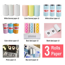 Load image into Gallery viewer, 3 Rolls Thermal Paper Label Paper Sticker Paper Photo Paper Color Paper For PeriPage PAPERANG Photo Printer
