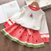 Load image into Gallery viewer, Bear Leader Girls Dress 2021 Winter Geometric Pattern Dress Long Sleeve Girls Clothes Top Coat+ Tutu Dress Sweater Knitwear 2pcs
