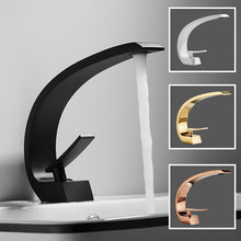 Load image into Gallery viewer, Tuqiu Basin Faucet Modern Bathroom Mixer Tap Black/Gold Wash basin Faucet Single Handle Hot and Cold Waterfall Faucet
