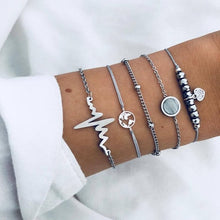 Load image into Gallery viewer, DIEZI Bohemian Handmade Weave Heart Long Tassel Bracelet Sets Women 2018 New Grey Rope Chain Bracelets Jewelry Christmas Gift
