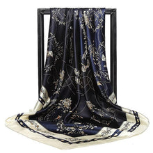Load image into Gallery viewer, Silk Scarf Women Print hair neck Square Scarves Office Ladies Shawl Bandanna 90*90cm Muslim Hijab Handkerchief muffler foulard
