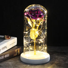 Load image into Gallery viewer, 6 Colour Beauty And The Beast Red Rose In A Glass Dome On A Wooden Base For Valentine's Gifts LED Rose Lamps Christmas
