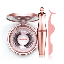 Load image into Gallery viewer, Magnetic Eyelashes &amp; Liquid Eyeliner &amp; Tweezer Set 3D Mink Lashes Makeup Magnet Eyelashes Set Long Lasting Eyelash Extension
