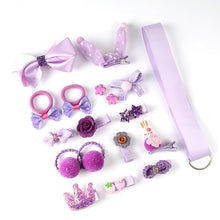 Load image into Gallery viewer, 18 Pcs hair clip set Cute Hair Accessories Girl cartoon hair clip headwear Bow Flower animal Hairpin hair ring Elastic Headdress
